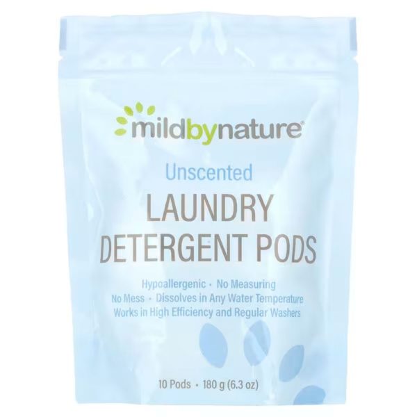 Mild By Nature, Laundry Detergent Pods, Unscented, 10 Pods, 6.3 oz (180 g)